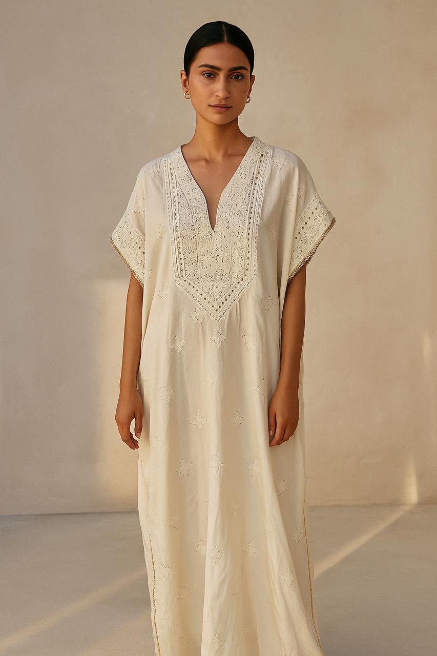 Pure silk, Chikankari Kaftan