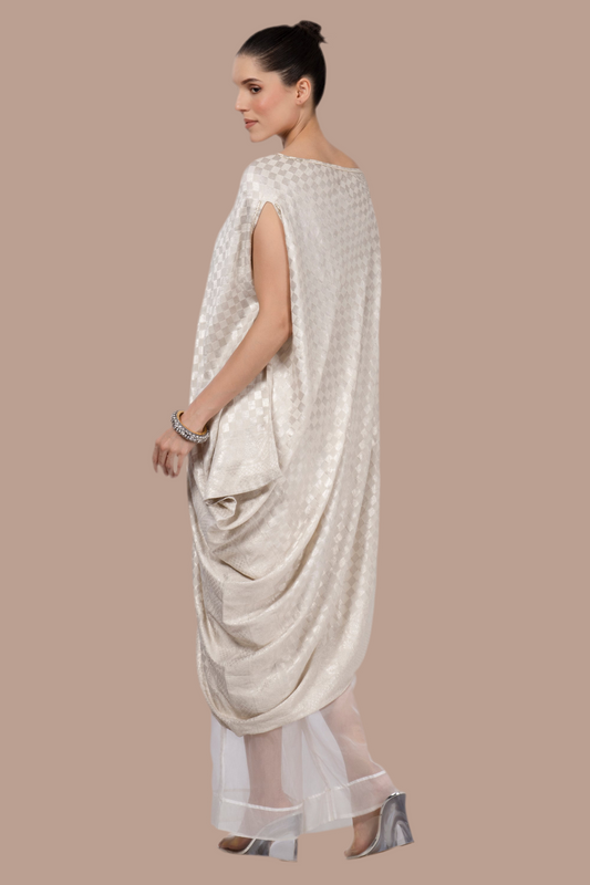 Pure Banarasi silk woven top / dress with hand-embroidery