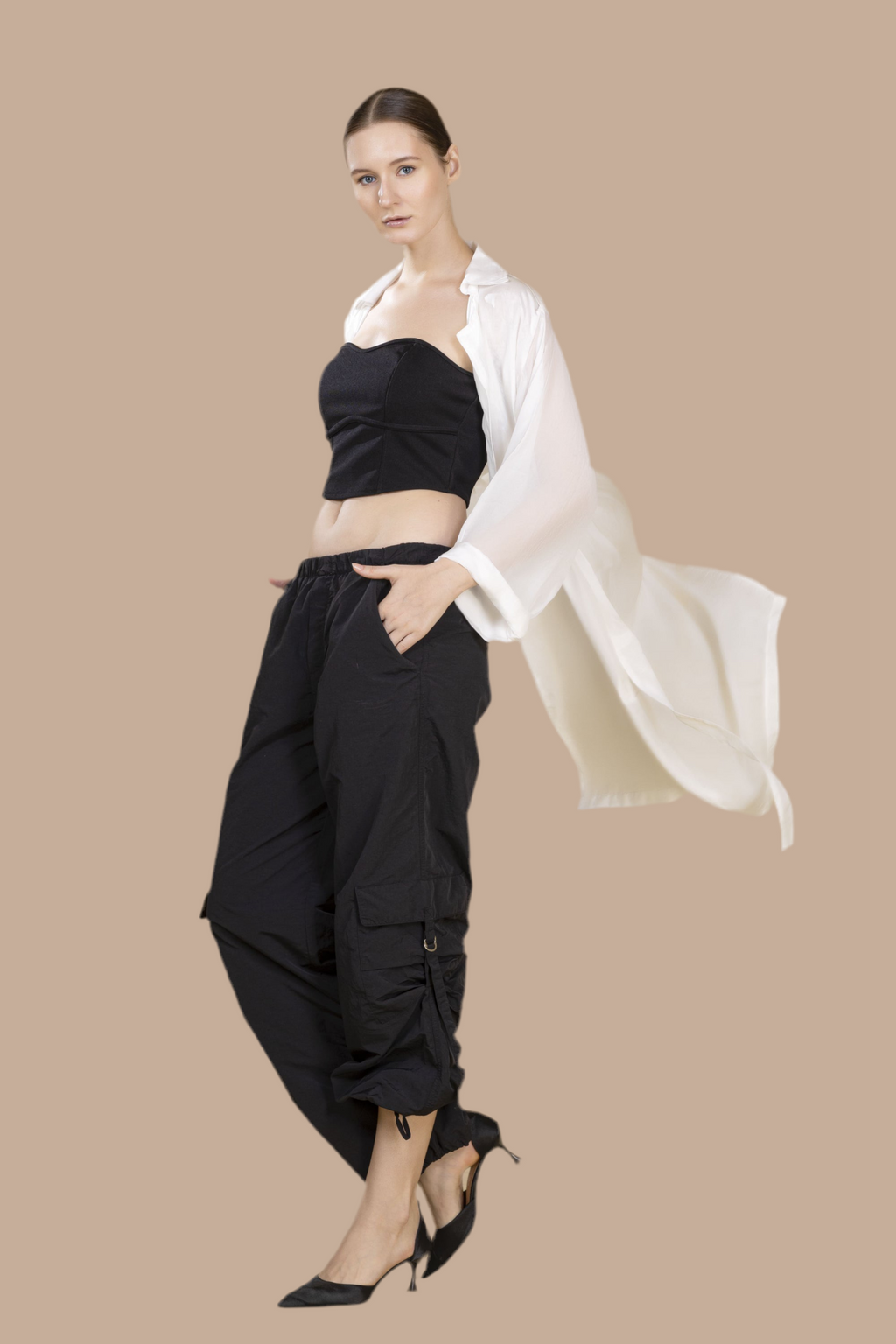 White organza duster coat