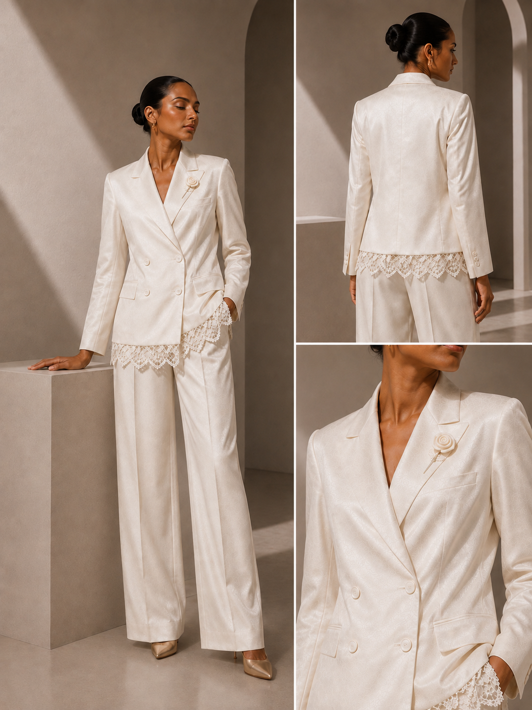 Ivory Silk Blazer & Trousers