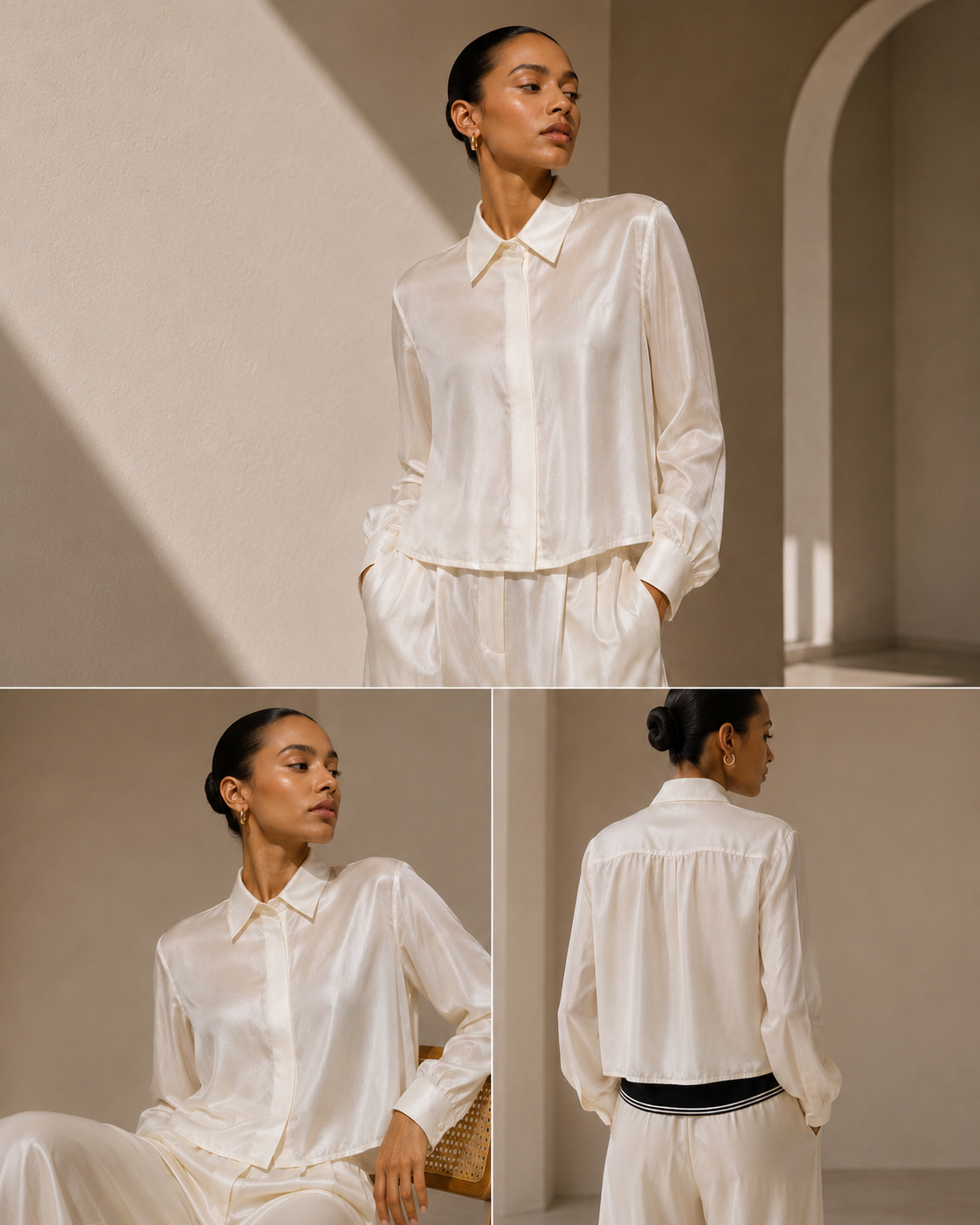 Cream Silk Shirt & Trousers