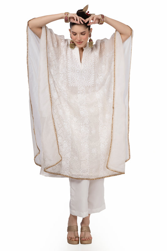 Mukaish-Chikankari Kaftan