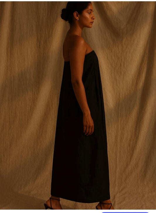 Nature silk Black pleated dress