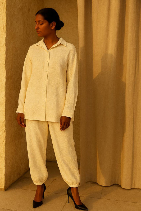 cream shirt with puff pant