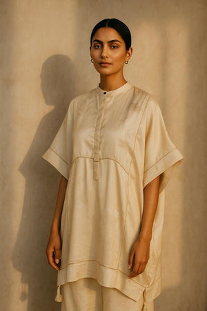 Cream gold kaftan top