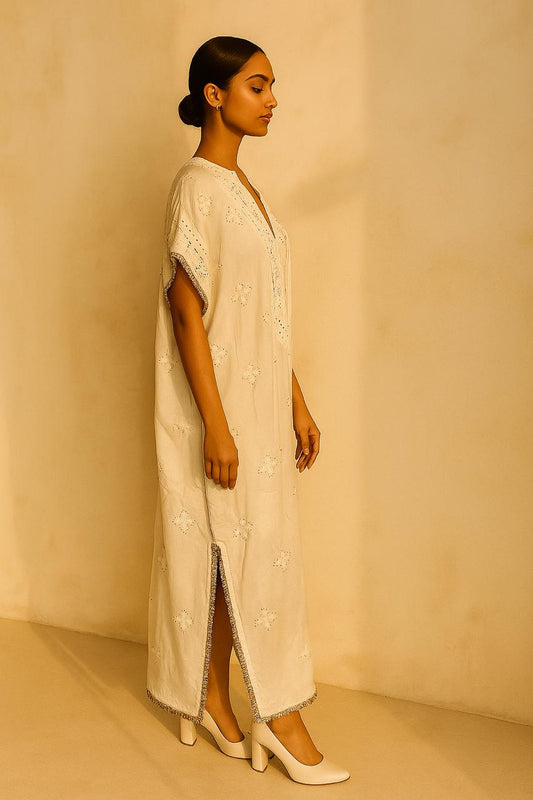 Pure silk, Chikankari Kaftan