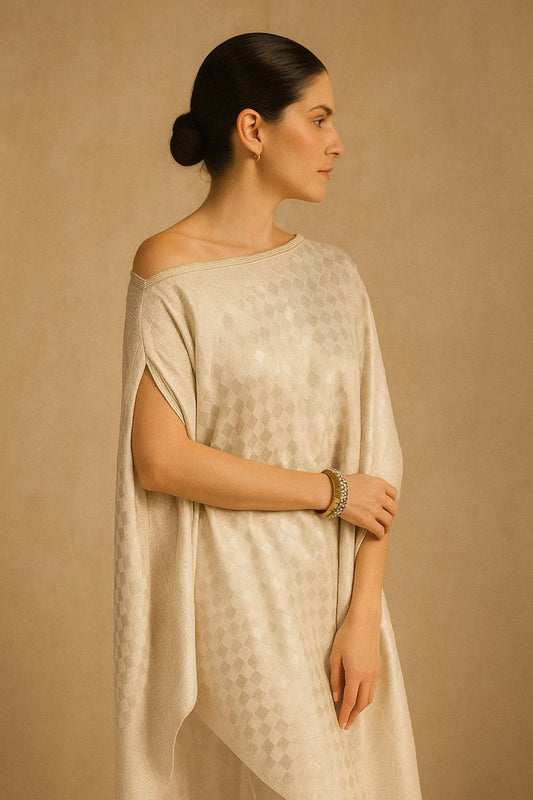 Pure Banarasi silk woven top / dress with hand-embroidery