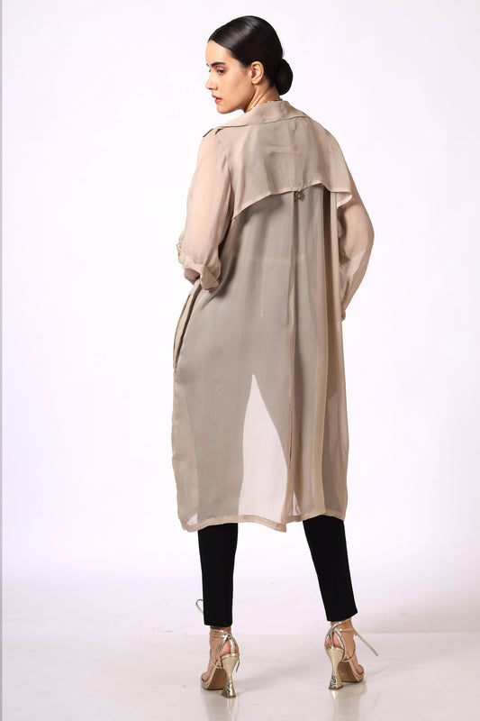 Beige organza duster coat